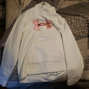 Like new white with pink and camo UnderArmour sweatshirt